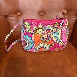 Vera Bradley Pink and Blue Floral Crossbody Bag with adjustable strap